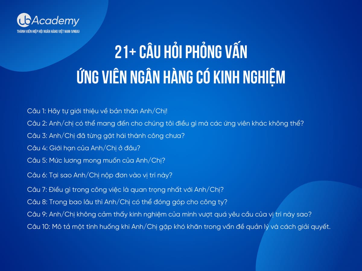 phỏng vấn ứng viên Ngân hàng có kinh nghiệm