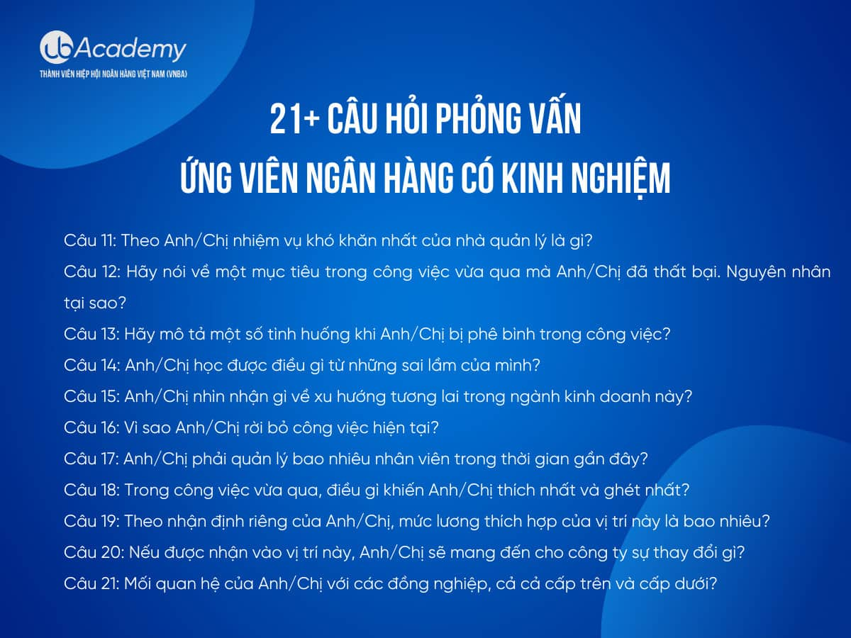 phỏng vấn ứng viên Ngân hàng có kinh nghiệm